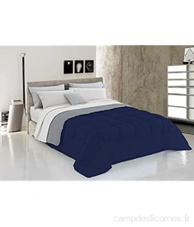 Italian Bed Linen Couette d\'hiver 250 x 200 cm Blu Scuro/Grigio Chiaro