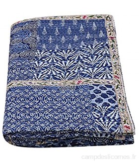 Kantha Couvre-lit indien décoratif fait à la main en pur coton Kantha indien indien indien traditionnel