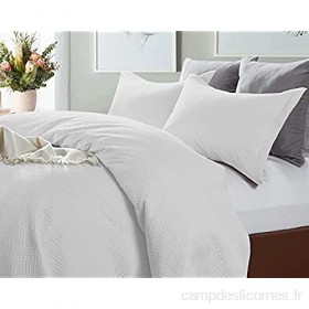 SLEEP TIME Couvre Lit - 2 Personne - Couverture 3pcs avec 2 Taie d'oreiller - 260 x 250 cm - Blanc