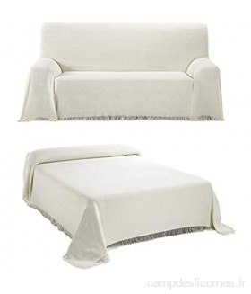 BEAUTEX Jeté de lit en coton - Pratique comme couverture de canapé ou couverture de canapé - Couverture de lit de qualité supérieure - Écru - 180 x 260 cm