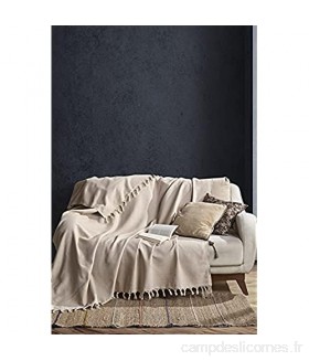 BOHORIA® Couvre-lit Nomade extra large 165 x 220 cm | 100 % coton | Jeté pour canapé fauteuil & lit | Couverture de canapé sépia