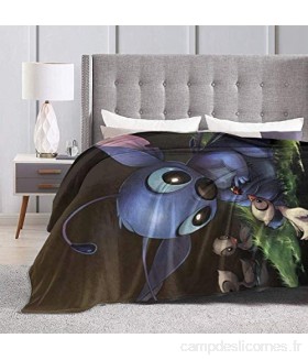 Engshi Couvertures et Plaids Cartoon Lilo Stitch Throw Blankets Microfiber Bedspreads Fleece Blankets Throw Ultra Soft Coral Bedcover for Bedroom Living Room Sofa Couch