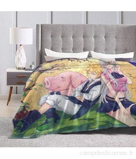 Engshi Couvertures et Plaids The Seven Deadly Sins-Meliodas Elizabeth Hawk Anime Warm Soft Novelty Ultra-Soft Micro Fleece Throw Blanket for Living Room/Bedroom 80"x60"